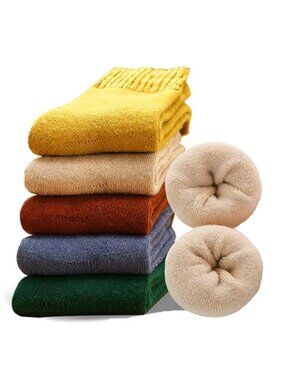 Thermal Wool Socks Womens Winter Boot Socks Thick Warm Cozy Fuzzy 5 Pack
